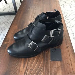 Zara leather booties